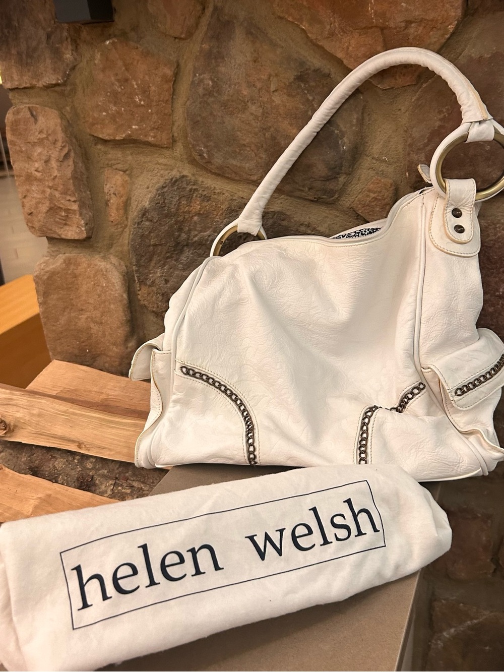 Helen Welsh White Leather Shoulder Hobo Bag Beauty!
